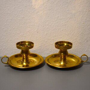 International Silver Co Hand Made Solid Brass Candle Holders Set of 2